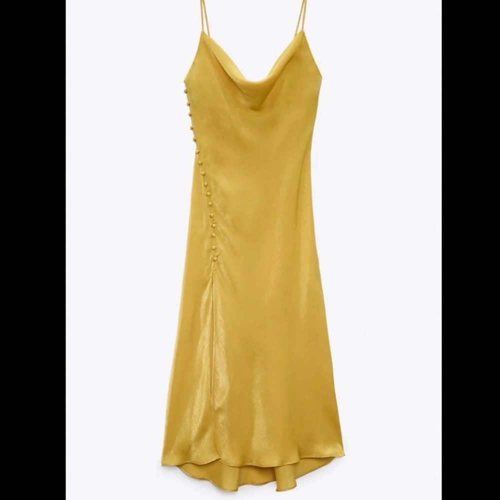 New Zara satin Slip Dress Mustard Size Medium